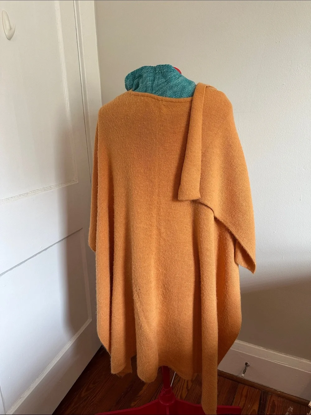 Women's Alpaca Knit Wrap Shawl in Salmon